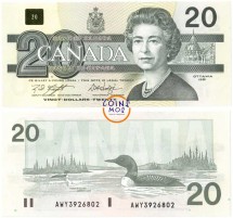 Канада 20 долларов 1991 г «гагары на озере»    UNC    