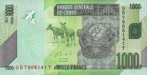 Конго 1000 франков 2020 г Африканский Серый Попугай  UNC   