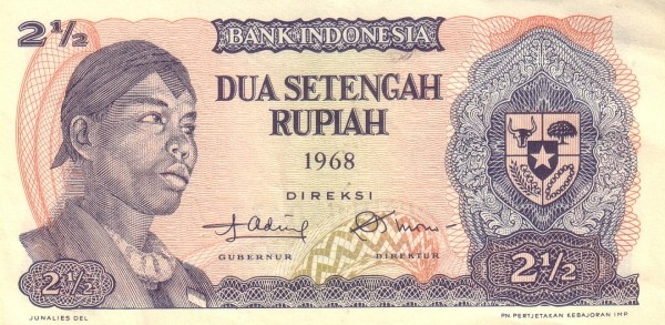 Индонезия 2,5 рупии 1968 г. Генерал Судирман   UNC   