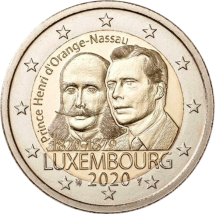 Люксембург 2 евро 2020  Генрих Оранский