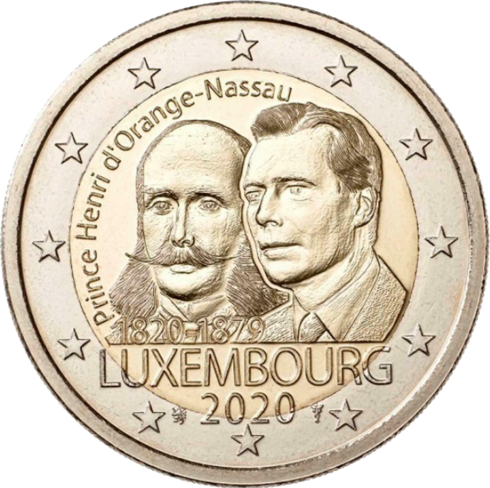 Люксембург 2 евро 2020  Генрих Оранский