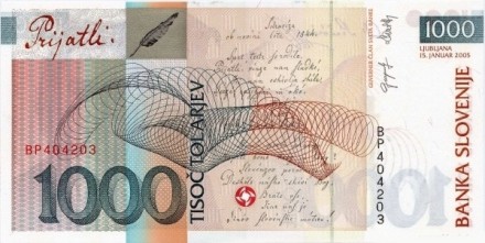Словения 1000 толаров 2005 г. «Словенский поэт Франце Прешерн» UNC  