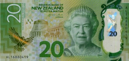 Новая Зеландия 20 долларов 2016 Новозеландский сокол UNC / Пластиковая коллекционная купюра