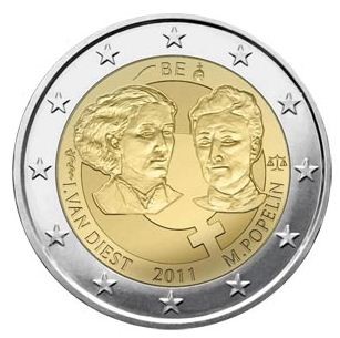 Бельгия 2 евро 2011 г 100 лет Международному женскому дню     