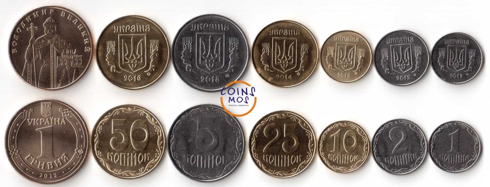 Украина Набор из 7 монет 2012 - 2016 г.  