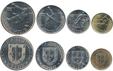 Португалия Хоккей с мячом Набор из 4 монет 1982 г.