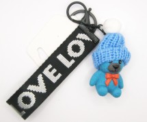 Брелок мишка LOVE в шапке/брелок для сумки/брелок для ключей/подарок на день Святого Валентина (синий)   