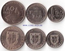 Португалия Набор из 3 монет 1983 г «Сельское хоз-во» выпуск FAO