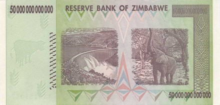 Зимбабве 50.000.000.000.000 (50 триллионов) долларов 2008г UNC