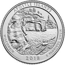 США 25 центов 2018 г.  Национальные озёрные побережья островов Апостол   P          