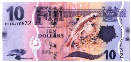 Фиджи 10 долларов 2012-13 г «Пресноводная рыбка Гоби»   UNC 