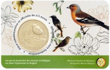 Бельгия 2,5 евро 2022 / Малиновка. Охрана птиц  в коинкарте на французском