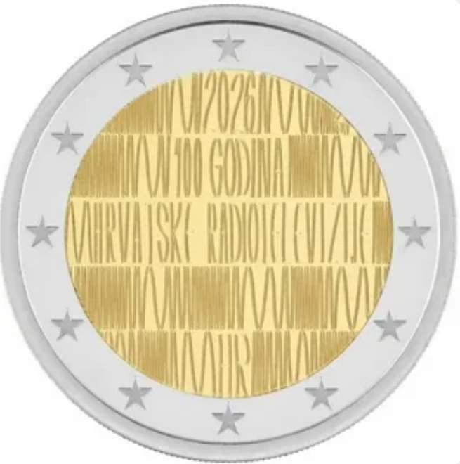 Хорватия 2 евро 2026 Радио и телевидение UNC Тираж: 200000