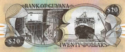 Гайана 20 долларов 1989-92 г  Водопад Кайетюр на Картофельной реке  UNC