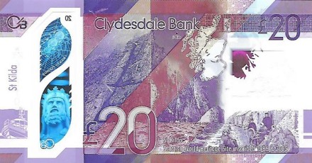 Шотландия 20 фунтов 2019 Король Шотландии Роберт Брюс / UNC Полимер