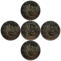 Германия «Замок Нойшванштайн» 2 евро 2012 г. 5 монет разных монетных дворов!! 