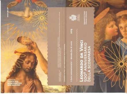 Сан-Марино 2 евро 2019 г. Леонардо да Винчи. 500 лет со дня смерти В красочном буклете!! Тираж всего: 54150 шт