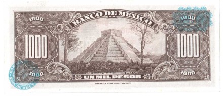 Мексика 1000 песо 1972 Куаутемок. Пирамида Чичен-Ица UNC / коллекционная купюра