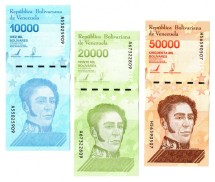 Венесуэла Набор новинок 10000+20000+50000 боливаров 2020 г. Симон Боливар UNC  Гознак