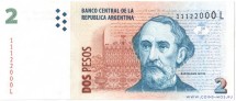 Аргентина 2 песо 2002-03 г «президент Барталомео Митре»  XF  Красивый №11122000