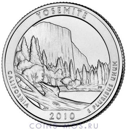 США 25 центов 2010 Национальный парк Йосемити