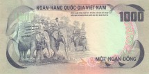 Вьетнам Южный 1000 донгов 1972 г «Крестьяне на слонах» аUNC