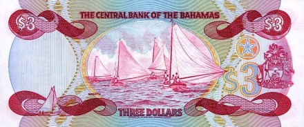 Багамские острова 3 доллара 1974 Парусная регата UNC