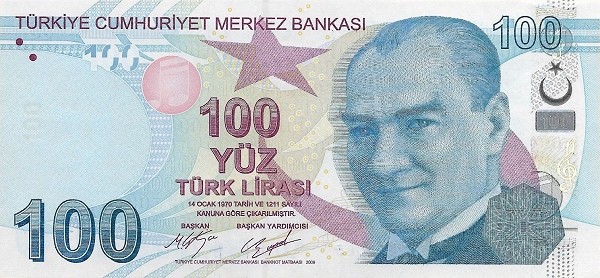 Турция 100 лир 2017 г Турецкий музыкант Бухуризаде Итри  UNC  
