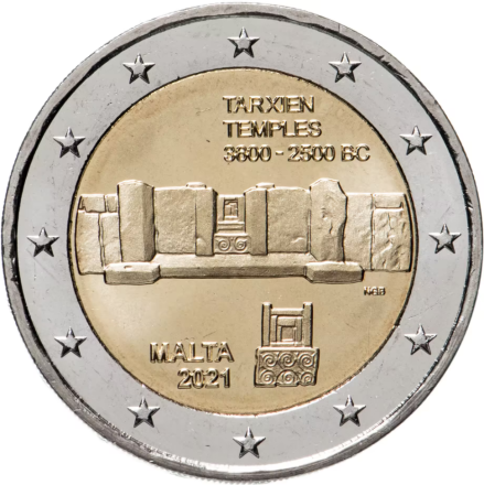 Мальта 2 евро 2021 г. Таршиенский храмовый комплекс   тираж: 150.000 