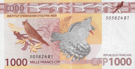 Французские Тихоокеанские Территории 1000 франков 2014 г. /Рогатый попугай / UNC