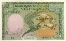 Вьетнам Южный 5 донгов 1955 г &quot;птица&quot;  XF-aUNC