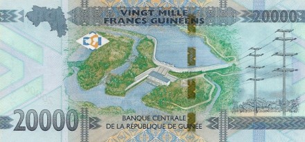 Гвинея 20000 франков 2018 г  ГЭС в Калета  UNC  
