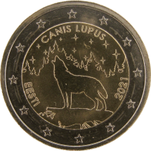 Эстония 2 евро 2021 Волк