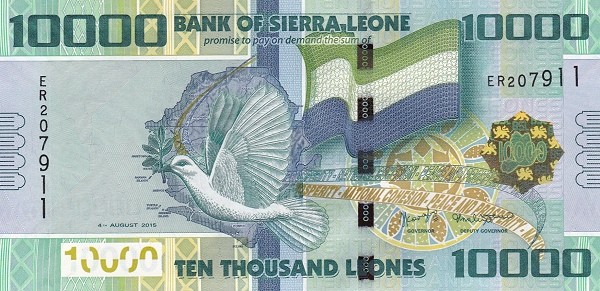 Сьерра-Леоне 10000 леоне 2015 г  Голубь мира  UNC   