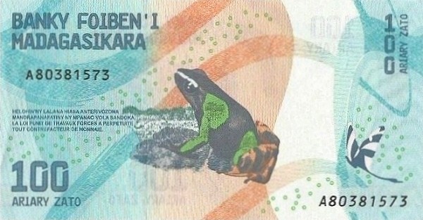 Мадагаскар 100 ариари 2017 Лягушка UNC / купюра оптом
