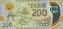 Мавритания 200 угия 2017 г.  Верблюды   UNC  Пластик    