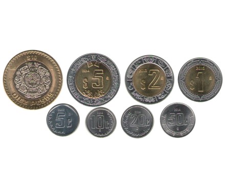 Мексика  Набор из 8 монет 2002-2015 г 