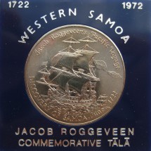 Западное Самоа  1 доллар 1972 г «250 лет открытия Западного Самоа»  АЦ.  В пластиковом боксе