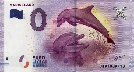 0 евро 2017 &quot;Маринлэнд Д&#039;Антиб&quot; дельфины UNC / памятная купюра