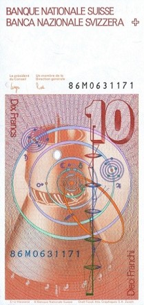 Швейцария 10 франков 1986 г «математик Леонард Эйлер» UNC