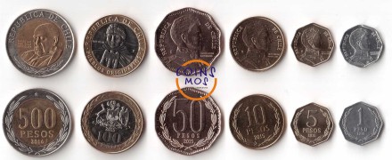 Чили Набор из 6 монет 2015 - 2016 гг.