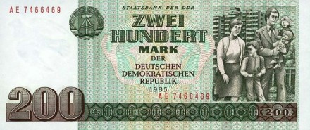 Германия (ГДР) 200 марок 1985 г. UNC  