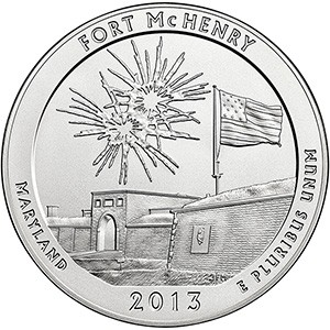 США 25 центов 2013  Национальный парк Форт Мак-Генри   