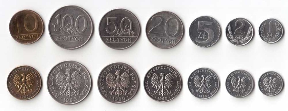 Польша Годовой набор из 7 монет 1989-1990 г. 