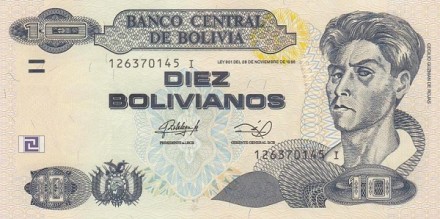 Боливия 10 боливиано 1986 Монумент в Кочабамбе UNC серия I