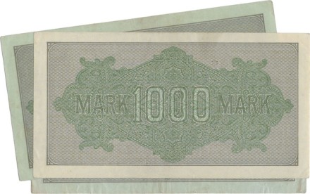 Германия 1000 марок 1922 г. 3 разновидности /Зелёные, коричневые и красные номера/