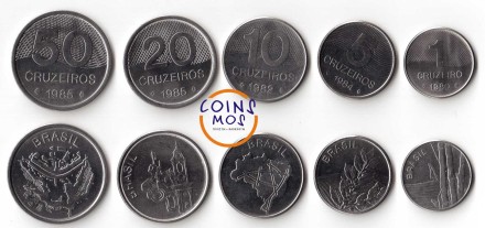 Бразилия Набор из 5 монет 1980-1985 гг.  