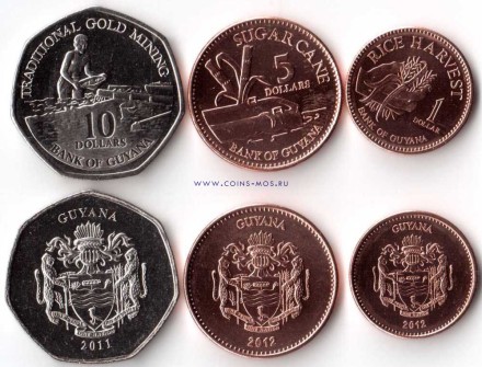 Гайана Набор из 3-х монет 2011 - 2012 г