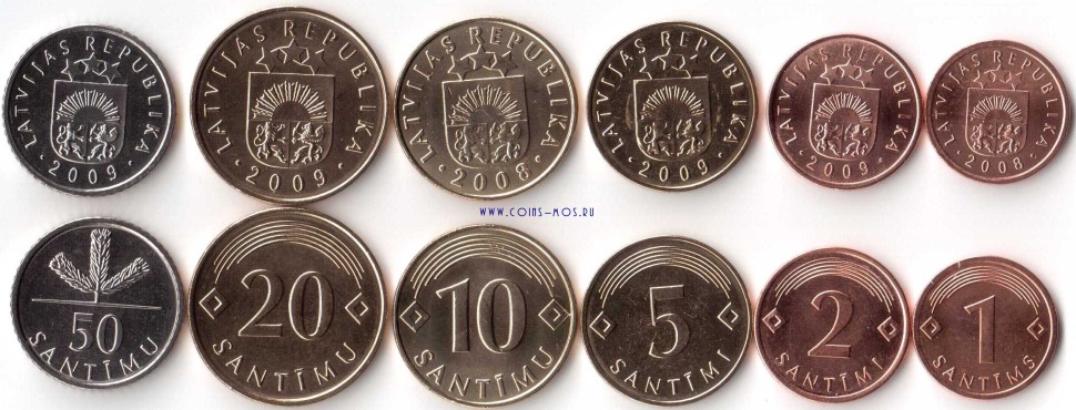 Латвия СПЕЦИАЛЬНАЯ ЦЕНА!!  Набор из 6 монет 2008-09 г
