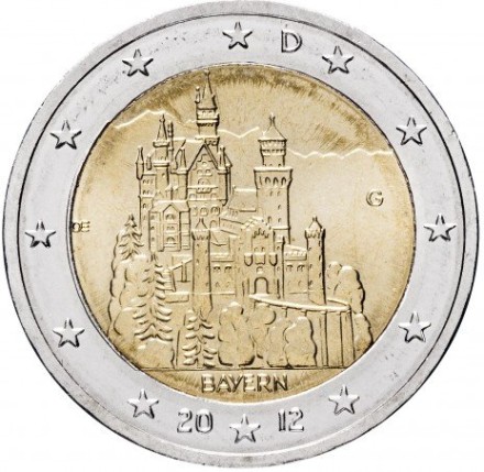 Германия 2 евро 2012   Замок Нойшванштайн